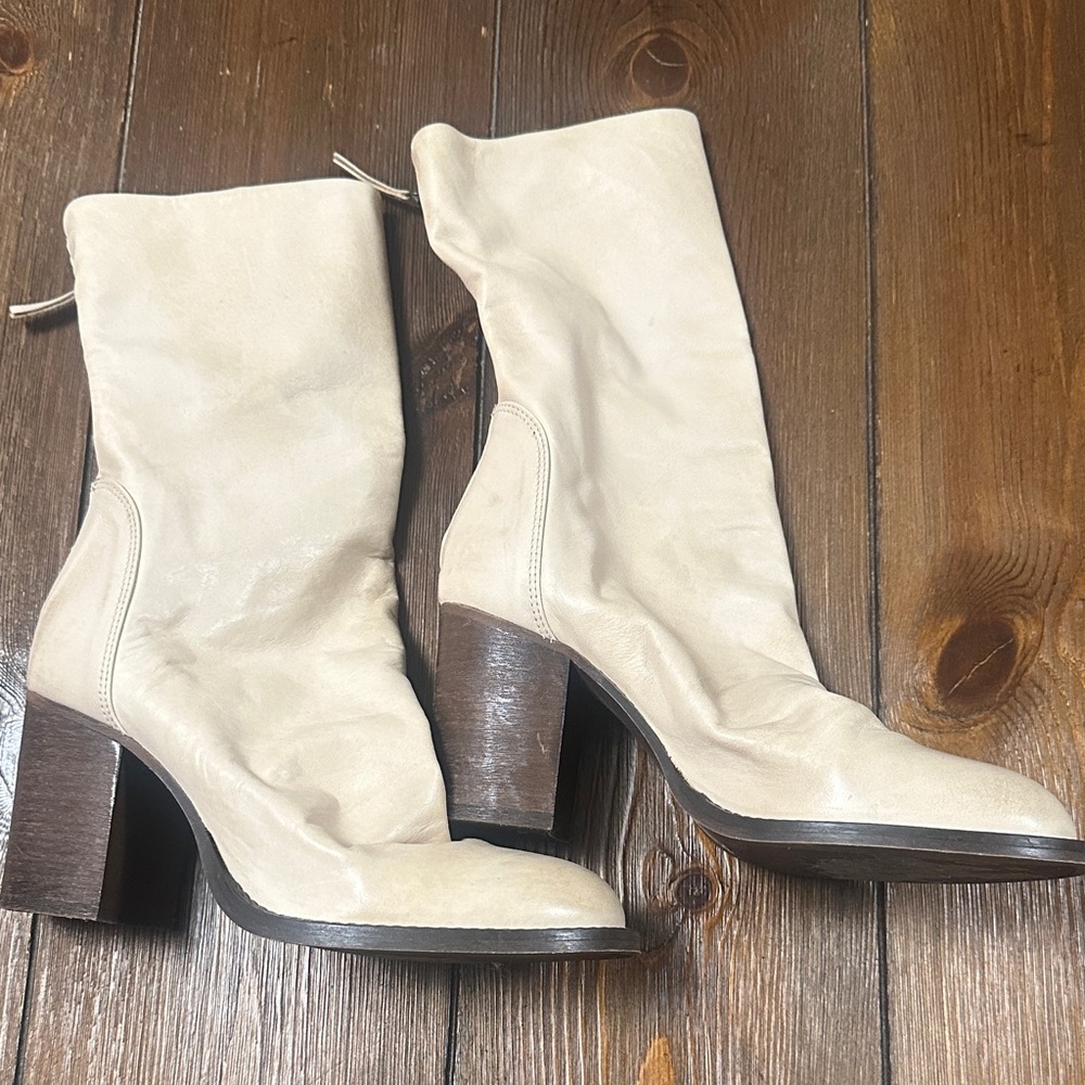 Free People Elle Block Cream Leather Boots